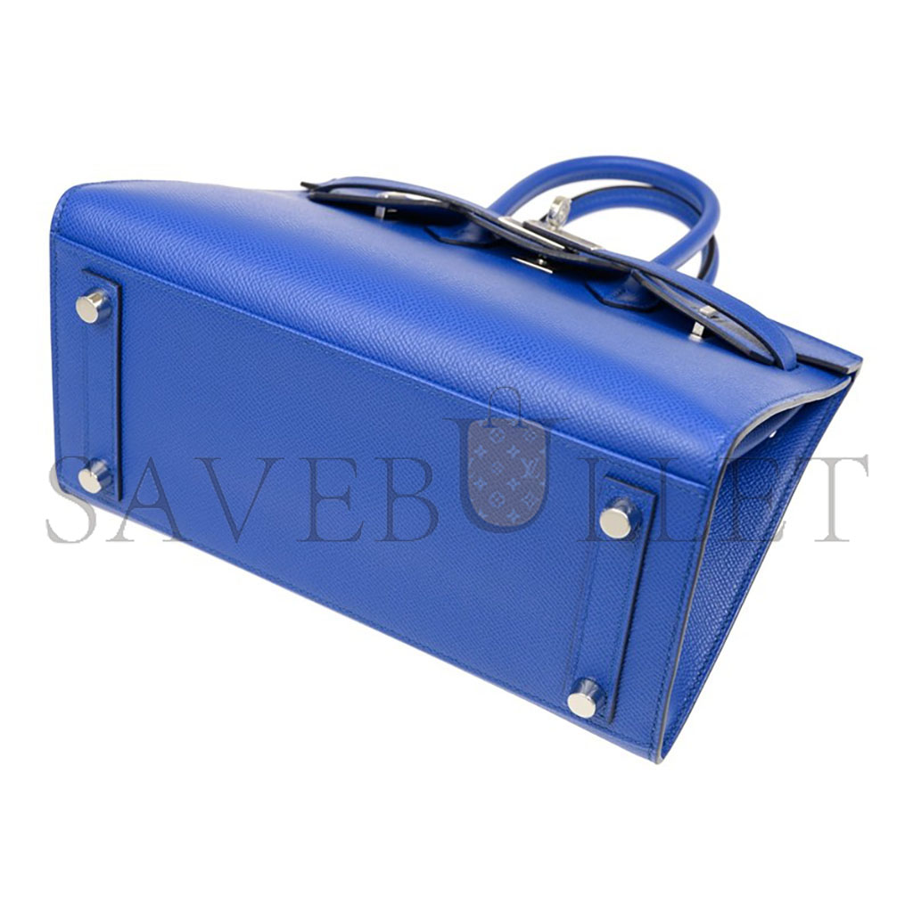 H**mes master birkin 25 epsom leather greek blue silver buckle bag bk2571epsso (25*20*13cm)